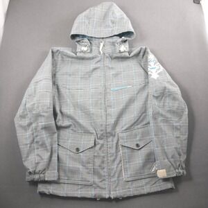 Y2K FLY RACING Plaid Ski Snowboard Jacket Hooded Water Resistant Mens M